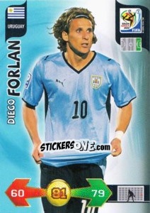 Sticker Diego Forlan - FIFA World Cup South Africa 2010. Adrenalyn XL (UK edition) - Panini