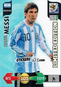 Sticker Lionel Messi - FIFA World Cup South Africa 2010. Adrenalyn XL (UK edition) n. LE2 - Panini