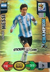 Sticker Lionel Messi - FIFA World Cup South Africa 2010. Adrenalyn XL (UK edition) n. 17 - Panini