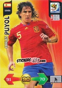 Sticker Carles Puyol - FIFA World Cup South Africa 2010. Adrenalyn XL (UK edition) n. 130 - Panini