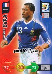 Sticker Patrice Evra - FIFA World Cup South Africa 2010. Adrenalyn XL (UK edition) n. 152 - Panini