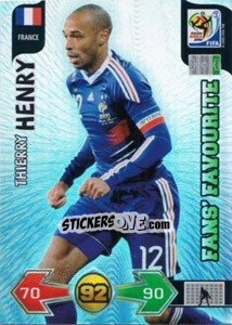 Sticker Thierry Henry - FIFA World Cup South Africa 2010. Adrenalyn XL (UK edition) n. 165 - Panini