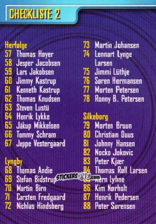 Sticker Checkliste 2 - Danish Faxe Kondi Ligaen 1998-1999 n. 132 - Merlin