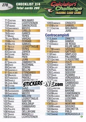 Cromo Checklist - Calciatori Challenge 2008-2009 - Panini