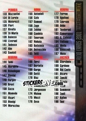 Sticker Checklist - Calcio Cards 2000-2001 Premium n. CK2 - Panini