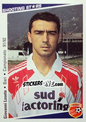 Figurina Giovanni Loseto - Shooting Stars Calcio 1991-1992 - Merlin