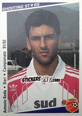 Figurina Antonio Soda - Shooting Stars Calcio 1991-1992 - Merlin