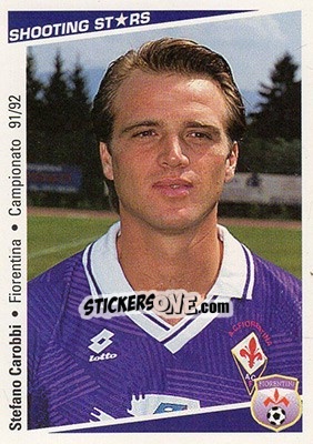 Figurina Stefano Carobbi - Shooting Stars Calcio 1991-1992 - Merlin