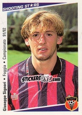 Sticker Giuseppe Signori - Shooting Stars Calcio 1991-1992 - Merlin