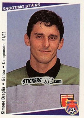 Figurina Simone Braglia - Shooting Stars Calcio 1991-1992 - Merlin