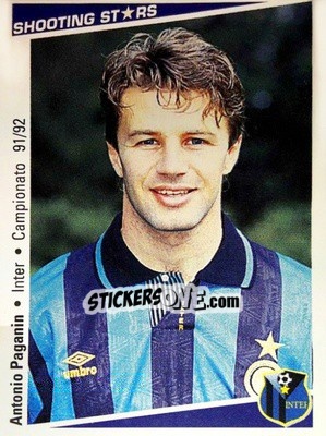 Sticker Antonio Paganin - Shooting Stars Calcio 1991-1992 n. 114 - Merlin