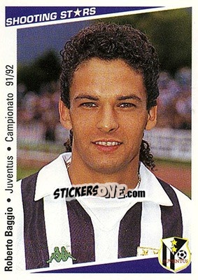 Sticker Roberto Baggio - Shooting Stars Calcio 1991-1992 n. 136 - Merlin