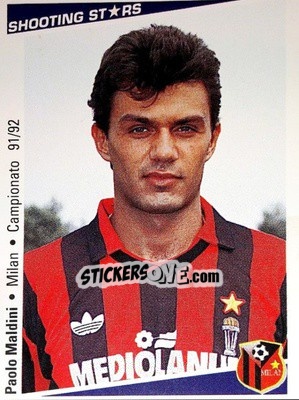 Figurina Paolo Maldini - Shooting Stars Calcio 1991-1992 - Merlin