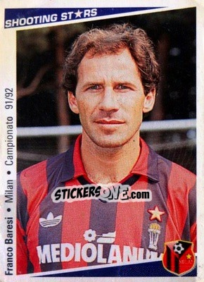 Figurina Franco Baresi - Shooting Stars Calcio 1991-1992 - Merlin