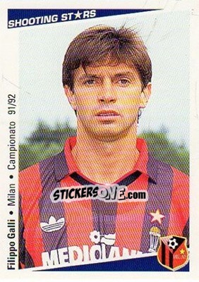 Figurina Filippo Galli - Shooting Stars Calcio 1991-1992 - Merlin