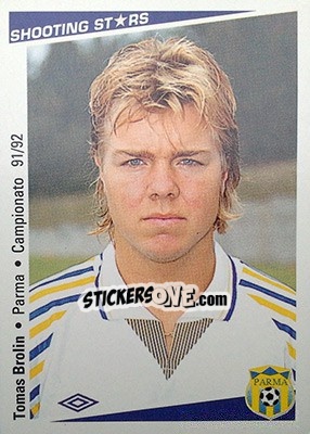 Sticker Tomas Brolin - Shooting Stars Calcio 1991-1992 - Merlin