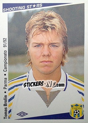 Sticker Tomas Brolin - Shooting Stars Calcio 1991-1992 n. 196 - Merlin