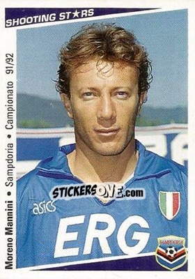 Figurina Moreno Mannini - Shooting Stars Calcio 1991-1992 - Merlin