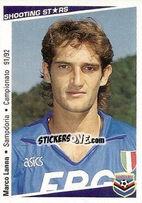 Sticker Marco Lanna - Shooting Stars Calcio 1991-1992 n. 216 - Merlin