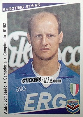 Sticker Attilio Lombardo - Shooting Stars Calcio 1991-1992 n. 217 - Merlin