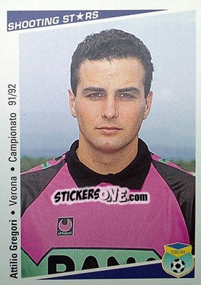 Sticker Attilio Gregori - Shooting Stars Calcio 1991-1992 - Merlin