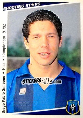 Sticker Diego Pablo Simeone - Shooting Stars Calcio 1991-1992 - Merlin