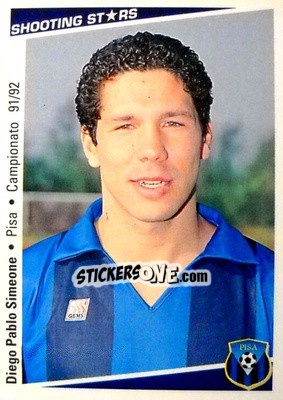 Sticker Diego Pablo Simeone - Shooting Stars Calcio 1991-1992 n. 298 - Merlin