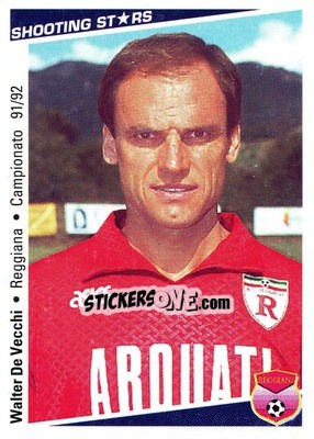 Figurina Walter De Vecchi - Shooting Stars Calcio 1991-1992 - Merlin