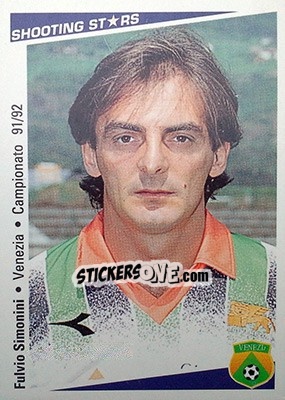Sticker Fulvio Simonini - Shooting Stars Calcio 1991-1992 n. 312 - Merlin