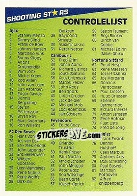Sticker Checklist - Shooting Stars Holland 1992-1993 n. 270 - Merlin