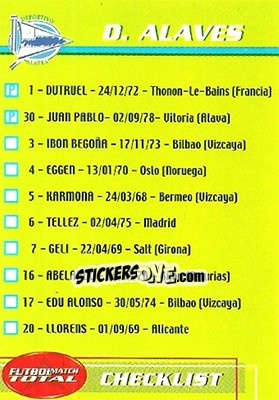 Sticker Índice - Futbol Match Total Liga 2002-2003 - Magicboxint