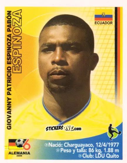 Sticker Giovanny Espinoza - Mundial Alemania 2006 n. 31 - Navarrete