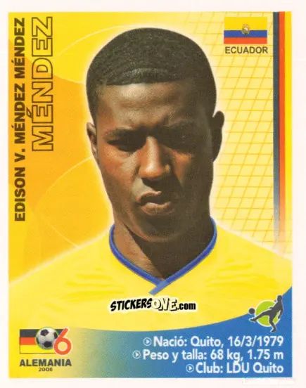 Sticker Édison Méndez - Mundial Alemania 2006 n. 37 - Navarrete