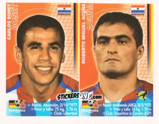 Cromo Carlos Bonet / Roberto Miguel Acuña - Mundial Alemania 2006 n. 105 - Navarrete
