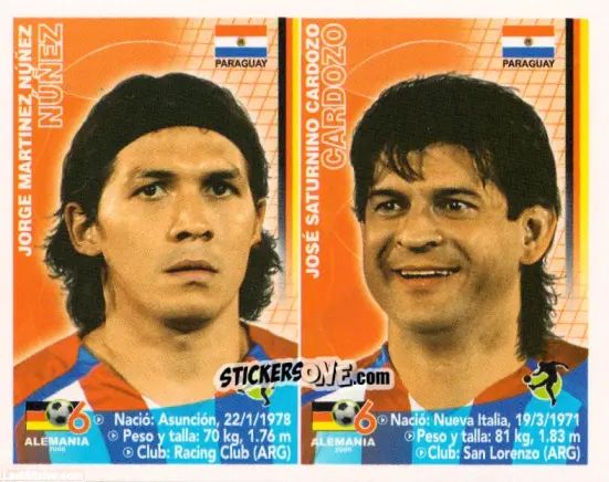 Sticker Jorge Núñez / José Cardozo - Mundial Alemania 2006 n. 106 - Navarrete