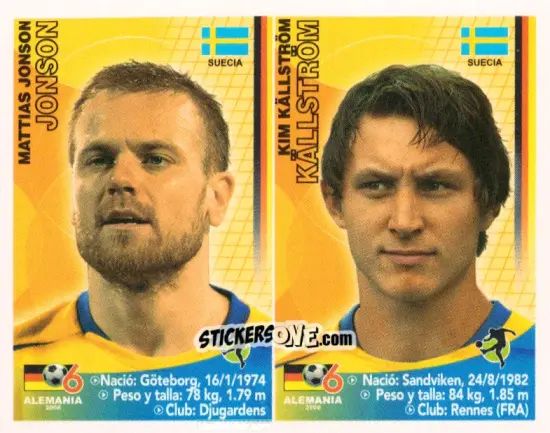Sticker Mattias Jonson / Kim Källström - Mundial Alemania 2006 n. 117 - Navarrete