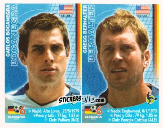 Sticker Carlos Bocanegra / Gregg Berhalter - Mundial Alemania 2006 n. 264 - Navarrete