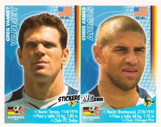 Sticker Greg Vanney / Chris Armas - Mundial Alemania 2006 n. 265 - Navarrete