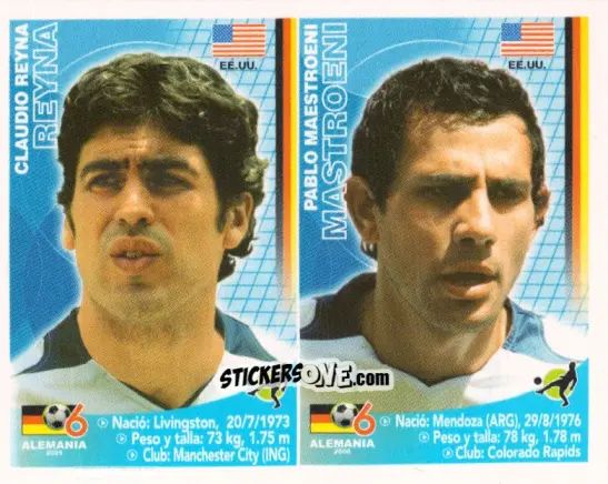 Sticker Claudio Reyna / Pablo Mastroeni - Mundial Alemania 2006 n. 267 - Navarrete