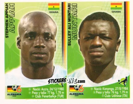 Sticker Stephen Appiah / Sulley Muntari - Mundial Alemania 2006 n. 275 - Navarrete