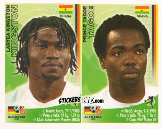 Sticker Laryea Kingston / Prince Tagoe - Mundial Alemania 2006 n. 279 - Navarrete