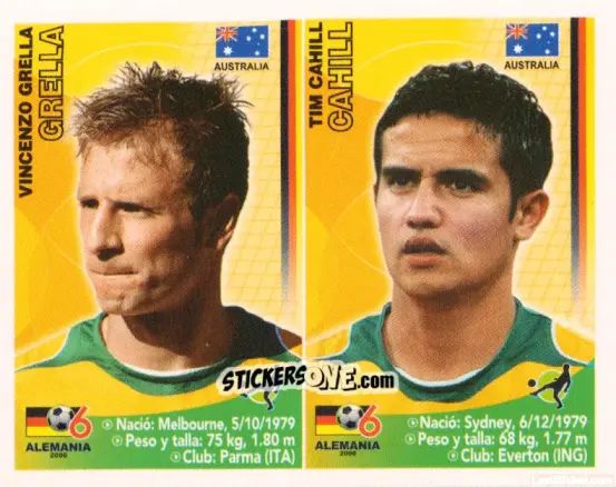 Sticker Vincenzo Grella / Tim Cahill - Mundial Alemania 2006 n. 320 - Navarrete