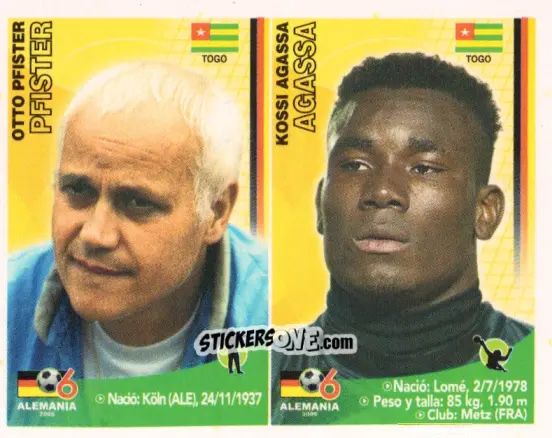 Sticker Otto Martin Pfister / Kossi Agassa - Mundial Alemania 2006 n. 371 - Navarrete