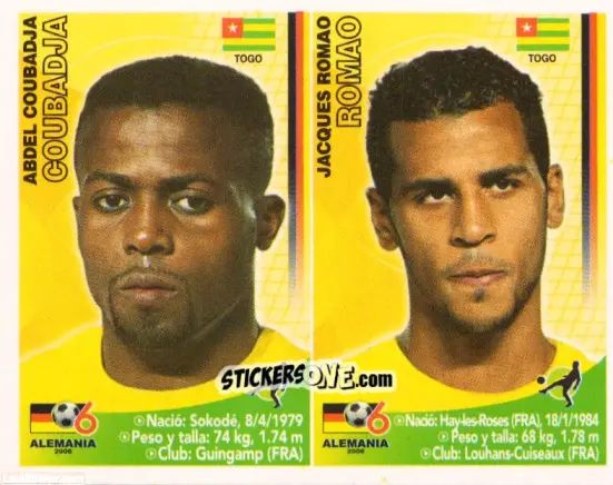 Sticker Abdel Coubadja / Jacques-Alaixys Romao - Mundial Alemania 2006 n. 375 - Navarrete