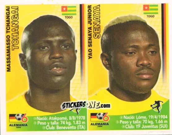 Sticker Massamasso Tchangai / Junior Senaya - Mundial Alemania 2006 n. 376 - Navarrete