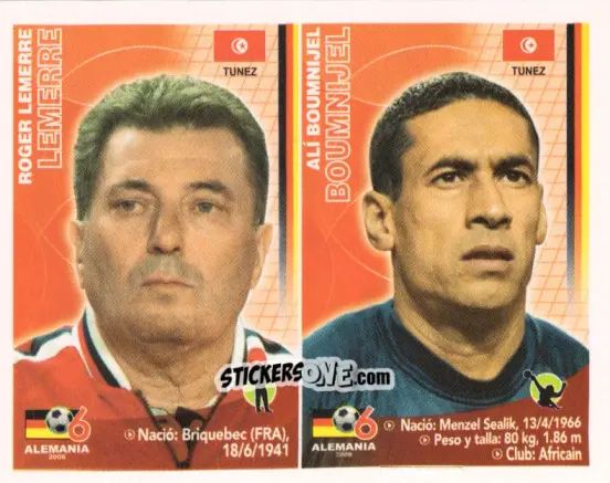 Sticker Roger Lemerre / Ali Boumnijel - Mundial Alemania 2006 n. 425 - Navarrete