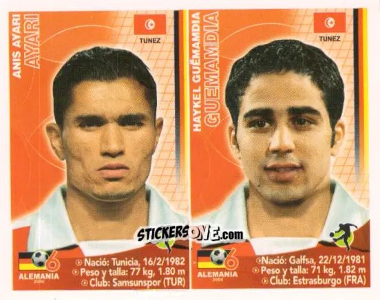 Sticker Anis Ayari / Haykel Guemamdia - Mundial Alemania 2006 n. 432 - Navarrete