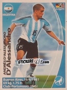 Sticker Andrés D'Alessandro - Mundial Alemania 2006. Ediciòn Extraordinaria - Navarrete