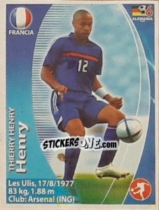 Sticker Thierry Henry - Mundial Alemania 2006. Ediciòn Extraordinaria - Navarrete