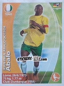 Sticker Jean-Paul Abalo - Mundial Alemania 2006. Ediciòn Extraordinaria - Navarrete